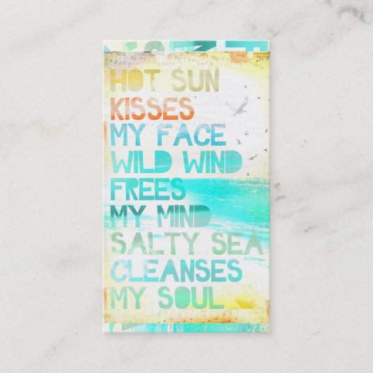 Carte De Visite Sun chaud embrasse mon visage la mer que salée (Devant)