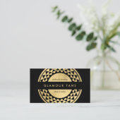 Carte De Visite Sun Emblem Faux Gold Spray Tanning Black (Debout devant)
