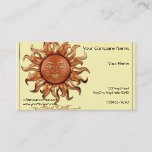 Carte De Visite Sun en bronze sur l'arrière - plan crème