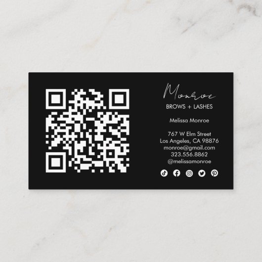 Carte De Visite Sun & Flower Boho Line Art Elegant QR Icônes socia (Dos)