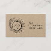 Carte De Visite Sun FlowersBoho Line Art Elegant KRAFT Social Icon (Devant)