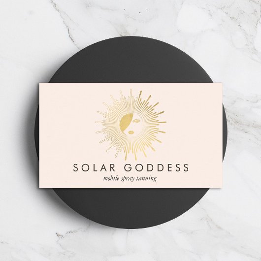 Carte De Visite Sun Goddess Girl Logo Spray Tanning Salon rose