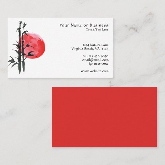 Carte De Visite Sun japonais et bambou (Devant / Derrière)