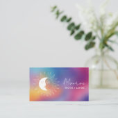 Carte De Visite Sun & Moon Boho Line Art Chic Rainbow Social Icons (Debout devant)