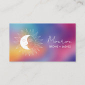 Carte De Visite Sun & Moon Boho Line Art Chic Rainbow Social Icons (Devant)