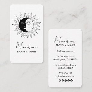 Carte De Visite Sun & Moon Boho Line Art Elegant B&W Social Icon