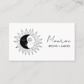 Carte De Visite Sun & Moon Boho Line Art Elegant QR Icônes sociale (Devant)