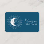 Carte De Visite Sun & Moon Boho Line Art Élégant Turquoise Icônes  (Devant)