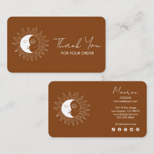 Carte De Visite Sun & Moon Boho Social Icons Order ThankYou Earthy