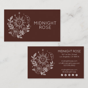Carte De Visite Sun Moon & Rose Magique Boho Colorful CUSTOM