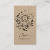Carte De Visite Sun Moon & Rose Magique Boho KRAFT CUSTOM QR (Devant)