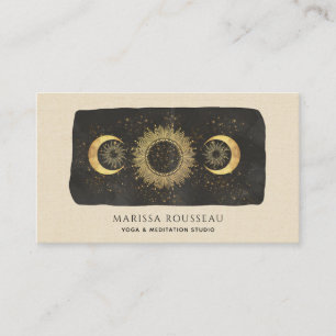 Carte De Visite Sun Moon Stars Gold Black Cream Yoga Studio