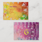 Carte De Visite SUN SOLAIRE ÉNERGIE MONOGRAM Jaune rose violet (Devant / Derrière)