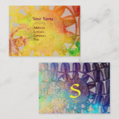 Carte De Visite SUN SOLAIRE ÉNERGIE MONOGRAMME Bleu Jaune Brown (Devant / Derrière)