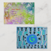 Carte De Visite SUN SOLAIRE ÉNERGIE MONOGRAMME bleu violet vert (Devant / Derrière)