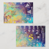 Carte De Visite SUN SOLAIRE ÉNERGIE MONOGRAS bleu rose fuchsia (Devant / Derrière)