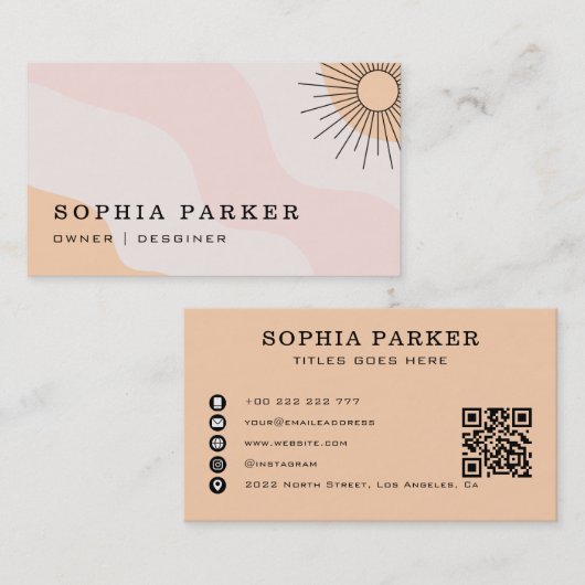 Carte De Visite Sunburst Abstrait coloré (Devant / Derrière)