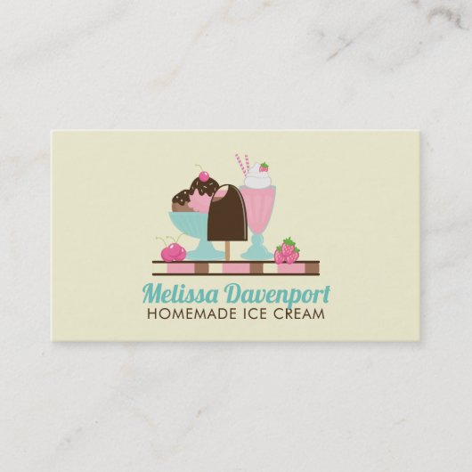 Carte De Visite Sundae à la crème glacée et autres délicieux gâtea (Devant)