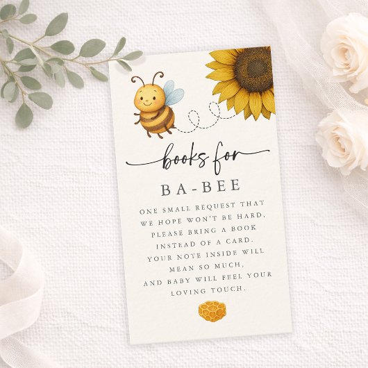 Carte De Visite Sunflower Bee Baby Shower Book Request Card