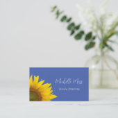 Carte De Visite Sunflower botanique Code QR Bleu blanc (Debout devant)