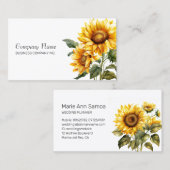 Carte De Visite Sunflower Bright Florals Professionnel (Devant / Derrière)