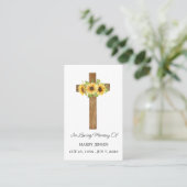 Carte De Visite Sunflower Cross Memorial Funeral Prayer Card (Debout devant)