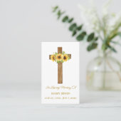 Carte De Visite Sunflower Cross Memorial Funeral Prayer Card (Debout devant)
