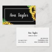 Carte De Visite Sunflower Stylish Modern Girl (Devant / Derrière)