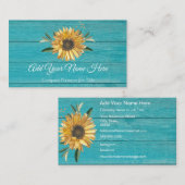 Carte De Visite Sunflower Turquoise Bleu (Devant / Derrière)