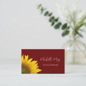 Carte De Visite Sunflower Whimsical QR code Botanical Red (Debout devant)