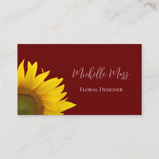 Carte De Visite Sunflower Whimsical QR code Botanical Red (Devant)