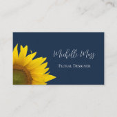 Carte De Visite Sunflower Whimsical QR code Navy Blue (Devant)
