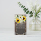 Carte De Visite Sunflowers & Daisy Mason Jar Sparkle Rustic Chic (Debout devant)