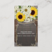 Carte De Visite Sunflowers & Daisy Mason Jar Sparkle Rustic Chic (Dos)