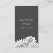 Carte De Visite Sunflowers moderne code QR gris (Devant)