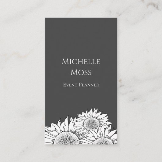 Carte De Visite Sunflowers moderne code QR gris (Devant)