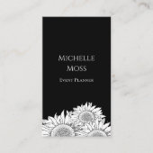 Carte De Visite Sunflowers moderne QR code Black White Boho (Devant)