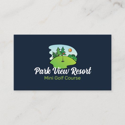 Carte De Visite Sunny Golf Course, Mini Golf Course Publicité (Devant)
