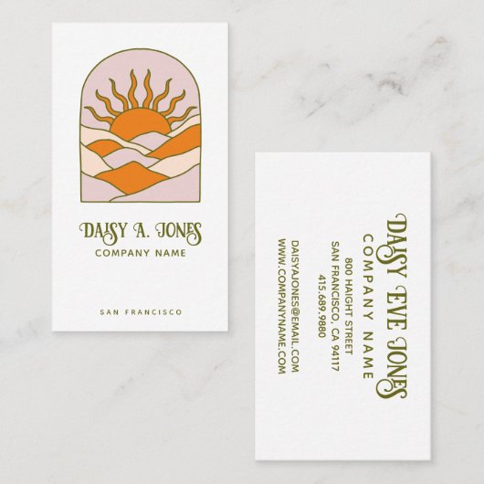 Carte De Visite Sunrise Rétro Boho (Devant / Derrière)