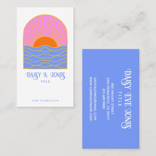 Carte De Visite Sunrise Rétro Boho (Devant / Derrière)