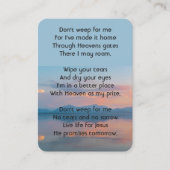 Carte De Visite Sunset Evening Sky Dusk Memorial Pocket Keepsake (Devant)