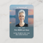 Carte De Visite Sunset Evening Sky Dusk Memorial Pocket Keepsake (Dos)