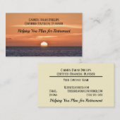 Carte De Visite Sunset Ocean Water Sun Orange Modèle de retraite (Devant / Derrière)