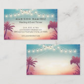 Carte De Visite Sunset String Lights Palm Outdoor Event Planner (Devant / Derrière)