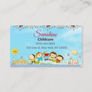 Carte De Visite Sunshine Cartoon Enfants Garderie Enfants