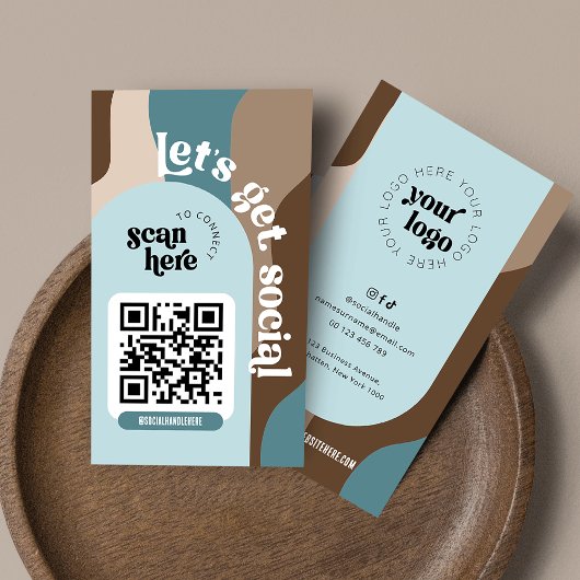 Carte De Visite Super Abstrait Neutrals Social Media QR Code