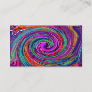 Carte De Visite Super Abstrait Retro Magenta Dark Rainbow Swirl