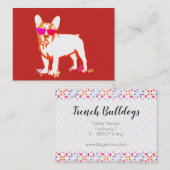 Carte De Visite Super Frenchie Bulldog rouge (Devant / Derrière)