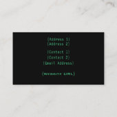 Carte de visite Super Grunge, Vert (Dos)