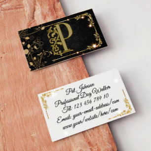 Carte De Visite Super Luxe Noir + Monogramme Or